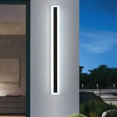 ZTWLEED Wandlamp voor buiten, 21 W, lange led-wandlamp, IP65, waterdicht, buitenlamp, koud wit, 6000 K, zwart, metaal, acryl, verlichting voor villa, binnenplaats, tuin, 100 cm ZTWLEED Wandlamp voor buiten, 21 W, lange led-wandlamp, IP65, waterdicht, buitenlamp, koud wit, 6000 K, zwart, metaal, acryl, verlichting voor villa, binnenplaats, tuin, 100 cm