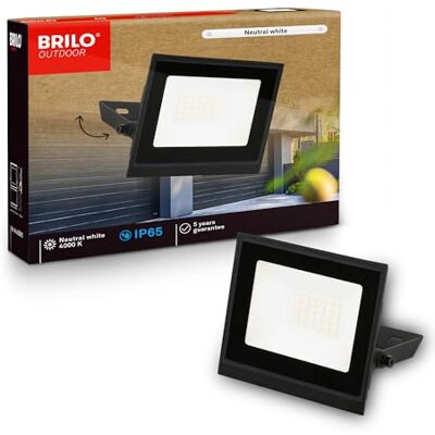 Briloner Led-buitenspot met neutraal wit licht, 20 W, 1800 lm, draaibaar, IP65 stof- en waterdicht, led-buitenspot, voor tuin en garage, 11 x 14,5 x 3 cm, zwart Briloner Led-buitenspot met neutraal wit licht, 20 W, 1800 lm, draaibaar, IP65 stof- en waterdicht, led-buitenspot, voor tuin en garage, 11 x 14,5 x 3 cm, zwart
