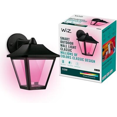 WiZ Buitenlamp Classic Wandlamp Gekleurd en Wit Licht Slimme LED Verlichting 230V Zwart WiZ Buitenlamp Classic Wandlamp Gekleurd en Wit Licht Slimme LED Verlichting 230V Zwart