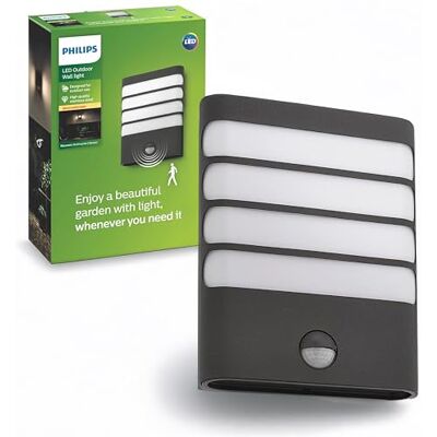 Philips Raccoon Buitenwandlamp met Sensor Antraciet 3 W Warmwit licht Spatwaterdicht Geïntegreerde LED-lamp Philips Raccoon Buitenwandlamp met Sensor Antraciet 3 W Warmwit licht Spatwaterdicht Geïntegreerde LED-lamp