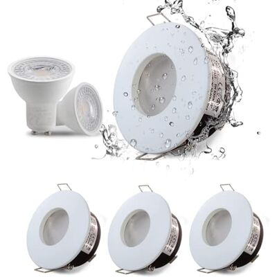 Sweier 4X Led-inbouwlamp, 5 W, IP65, waterdicht, koud wit, 6000 K, 450 lm, geschikt voor badkamer- en keukenspots (GU10-lamp inbegrepen), gegoten aluminium Sweier 4X Led-inbouwlamp, 5 W, IP65, waterdicht, koud wit, 6000 K, 450 lm, geschikt voor badkamer- en keukenspots (GU10-lamp inbegrepen), gegoten aluminium