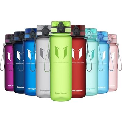 Super Sparrow Sportfles & Morsvrije Kinderfles 1L BPA-vrij Ideale Tritan Waterfles voor Sport, Fiets, Fitness, Universiteit, Buiten Licht, Duurzaam Drinkfles Étanche, Gourdes eau, Légère, Lave-vaisselle, Flip Top, 1-Clic, Ergonomique, Fitness, Gym, Rand Super Sparrow Sportfles & Morsvrije Kinderfles 1L BPA-vrij Ideale Tritan Waterfles voor Sport, Fiets, Fitness, Universiteit, Buiten Licht, Duurzaam Drinkfles Étanche, Gourdes eau, Légère, Lave-vaisselle, Flip Top, 1-Clic, Ergonomique, Fitness, Gym, Rand