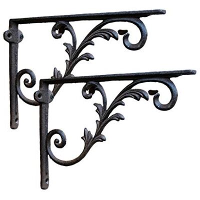 X1NGFU Wandhaken, wandhouder, balkonplant, hangmand, haak om op te hangen van smeedijzer, lantaarns, bloempotten, met schroeven, 2 stuks (27 x 19,8 cm) X1NGFU Wandhaken, wandhouder, balkonplant, hangmand, haak om op te hangen van smeedijzer, lantaarns, bloempotten, met schroeven, 2 stuks (27 x 19,8 cm)