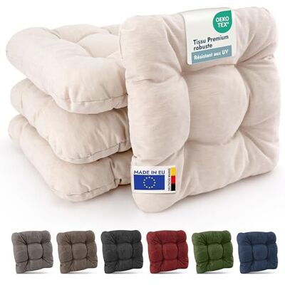 Beautissu premium set van 4 tuinstoelkussens voor buiten 40 x 40 cm, natuur, 8 cm dik, robuuste zitting, uv-bestendig, terras, balkon, zitting, terras, HighLux SK Beautissu premium set van 4 tuinstoelkussens voor buiten 40 x 40 cm, natuur, 8 cm dik, robuuste zitting, uv-bestendig, terras, balkon, zitting, terras, HighLux SK
