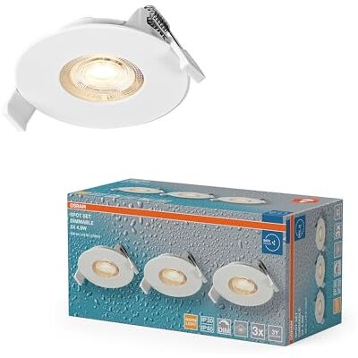 OSRAM DIM IP65 led-inbouwspot, 4,9 W, wit, set van 3 buiten dimbaar, warm wit, 2700 K, buiten LED Spot Set DIM Recess IP65, Spot lights and ceiling spots, Blanc, 85 mm dia, 25000 h, Pack de 3 OSRAM DIM IP65 led-inbouwspot, 4,9 W, wit, set van 3 buiten dimbaar, warm wit, 2700 K, buiten LED Spot Set DIM Recess IP65, Spot lights and ceiling spots, Blanc, 85 mm dia, 25000 h, Pack de 3