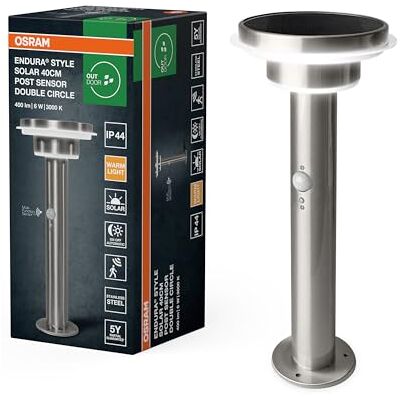 OSRAM ENDURA Style led-buitenlamp op zonne-energie, roestvrij staal, beweging- en lichtsensor, 3 modi, IP44, elegant design voor terras en tuin ENDURA Style Solar, Outdoor Lanterns, Acier, 178 mm dia, 50000 h, Pack de 1 OSRAM ENDURA Style led-buitenlamp op zonne-energie, roestvrij staal, beweging- en lichtsensor, 3 modi, IP44, elegant design voor terras en tuin ENDURA Style Solar, Outdoor Lanterns, Acier, 178 mm dia, 50000 h, Pack de 1