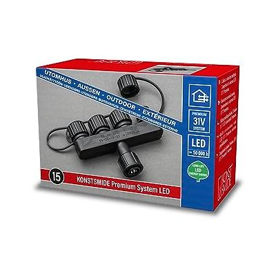 Konstsmide Premium led-systeemverdeler, 1 ingang/4 uitgangen, elektronische buitentransformator 31 V (IP67), zwarte kabel, 4903-000, zwart Konstsmide Premium led-systeemverdeler, 1 ingang/4 uitgangen, elektronische buitentransformator 31 V (IP67), zwarte kabel, 4903-000, zwart