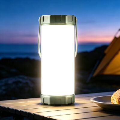 Glocusent Oplaadbare campinglantaarn, helderheid 1200 lm, 80 uur looptijd en 5000 mAh, IP68 waterdicht, 5 standen en SOS, compacte campinglampen voor tenten, wandelen, verduistering Glocusent Oplaadbare campinglantaarn, helderheid 1200 lm, 80 uur looptijd en 5000 mAh, IP68 waterdicht, 5 standen en SOS, compacte campinglampen voor tenten, wandelen, verduistering