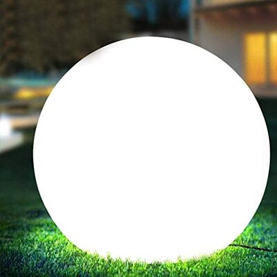 BAKAJI Design tuinbol, diameter 30 cm, buitenverlichting van aarde of tafel, E27-fitting, max. 25 W, kleur wit, met grondbevestigingspalen (30 cm) BAKAJI Design tuinbol, diameter 30 cm, buitenverlichting van aarde of tafel, E27-fitting, max. 25 W, kleur wit, met grondbevestigingspalen (30 cm)