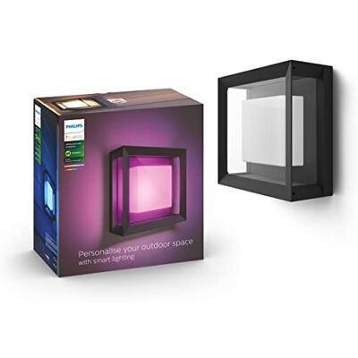 Philips Econic Muurlamp Buitenlamp IP44 Duurzame LED Verlichting Wit en Gekleurd Licht Dimbaar Verbind met Hue Bridge Werkt met Alexa en Google Home Vierkant Zwart Philips Econic Muurlamp Buitenlamp IP44 Duurzame LED Verlichting Wit en Gekleurd Licht Dimbaar Verbind met Hue Bridge Werkt met Alexa en Google Home Vierkant Zwart