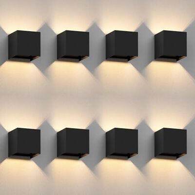 ledscom.de CUBEL wandlamp, 8 stuks, voor buiten, IP65, up and downlight, mat zwart, vierkant, max. 1 x G9 10 W ledscom.de CUBEL wandlamp, 8 stuks, voor buiten, IP65, up and downlight, mat zwart, vierkant, max. 1 x G9 10 W