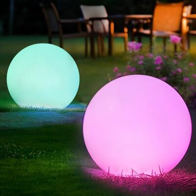 Omdekor 2 stuks RGB zonnelamp voor tuin buiten, verlichting voor buiten, 30 cm bal, waterdicht, IP66, dimbaar, decoratie voor slaapkamer, terras, buiten, tuin, balkon, zwembad Omdekor 2 stuks RGB zonnelamp voor tuin buiten, verlichting voor buiten, 30 cm bal, waterdicht, IP66, dimbaar, decoratie voor slaapkamer, terras, buiten, tuin, balkon, zwembad