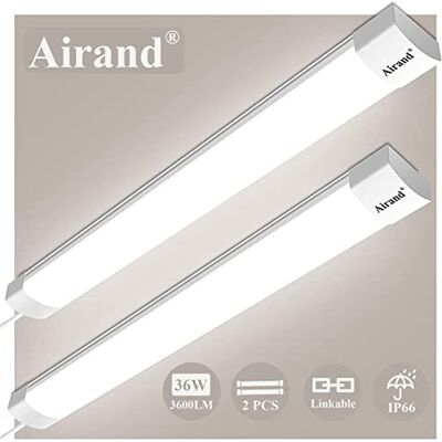 Airand led-balk neon 120 cm ledbuis 36 W 3600 lm plafondlamp waterdicht IP66 plafondverlichting lamp natuurlijk wit 4000 K licht voor garage keuken kantoor werkplaats binnen en buiten, 2 stuks Airand led-balk neon 120 cm ledbuis 36 W 3600 lm plafondlamp waterdicht IP66 plafondverlichting lamp natuurlijk wit 4000 K licht voor garage keuken kantoor werkplaats binnen en buiten, 2 stuks