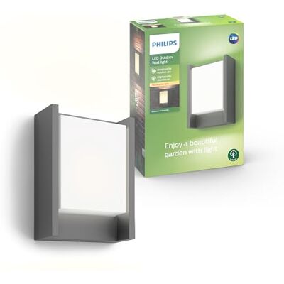 Philips Arbour Buitenwandlamp Antraciet 6 W Warmwit licht Eenvoudige installatie Geïntegreerde LED-lamp Philips Arbour Buitenwandlamp Antraciet 6 W Warmwit licht Eenvoudige installatie Geïntegreerde LED-lamp