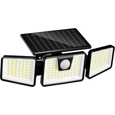 Lumisky Solar spot 3 koppen zwart krachtige led-verlichting wit Falcon H9,3 cm met bewegingsmelder draaibaar Lumisky Solar spot 3 koppen zwart krachtige led-verlichting wit Falcon H9,3 cm met bewegingsmelder draaibaar
