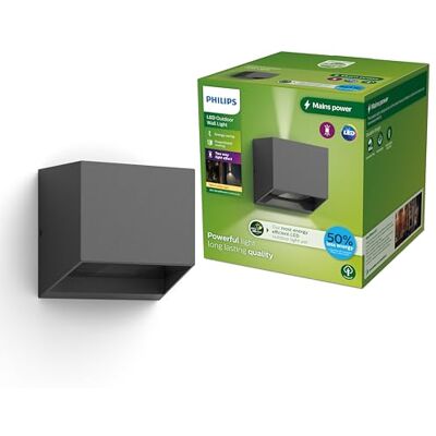 Philips Alix Wandlamp UltraEfficient LED Buitenlamp 2 x 4,3 W Warmwit licht; 2700 K Antraciet Philips Alix Wandlamp UltraEfficient LED Buitenlamp 2 x 4,3 W Warmwit licht; 2700 K Antraciet