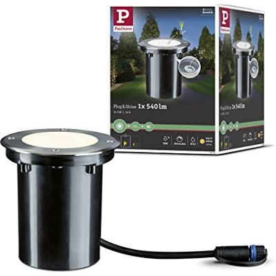 Paulmann 93908 Outdoor Plug&Shine inbouwlamp, led, IP67, 540 lm, 3000 K, 24 V, draaibaar, 20 graden, zilver Paulmann 93908 Outdoor Plug&Shine inbouwlamp, led, IP67, 540 lm, 3000 K, 24 V, draaibaar, 20 graden, zilver