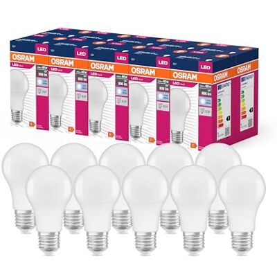 OSRAM Star Value LED Classic A60 ledlamp voor E27 stopcontact, peervorm, FR, 806 lumen, koud wit (4000 K), vervanging voor conventionele 60 W lampen, niet dimbaar, 10 stuks OSRAM Star Value LED Classic A60 ledlamp voor E27 stopcontact, peervorm, FR, 806 lumen, koud wit (4000 K), vervanging voor conventionele 60 W lampen, niet dimbaar, 10 stuks