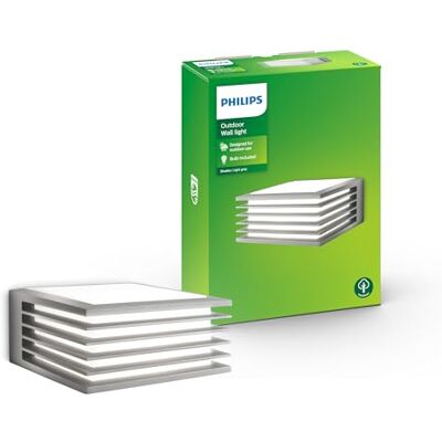 Philips Shades Buitenwandlamp, IP44 Weerbestendig, Verticaal Licht, Duurzaam, Aluminium, Lichtgrijs, E27-fitting, LED-Lamp Apart Beschikbaar Philips Shades Buitenwandlamp, IP44 Weerbestendig, Verticaal Licht, Duurzaam, Aluminium, Lichtgrijs, E27-fitting, LED-Lamp Apart Beschikbaar