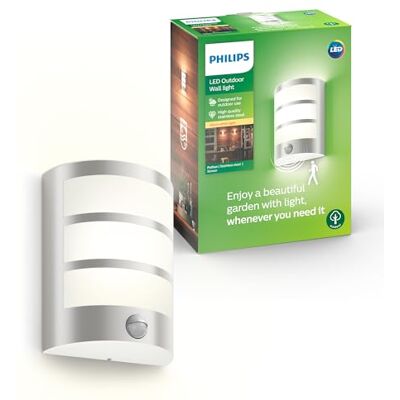 Philips Python LED buitenwandlamp, 5,5 W, 700 lm, 2700 K warmwit licht, IP44 weerbestendig, infrarood bewegingssensor, ingebouwde LED, duurzaam, aluminium Philips Python LED buitenwandlamp, 5,5 W, 700 lm, 2700 K warmwit licht, IP44 weerbestendig, infrarood bewegingssensor, ingebouwde LED, duurzaam, aluminium