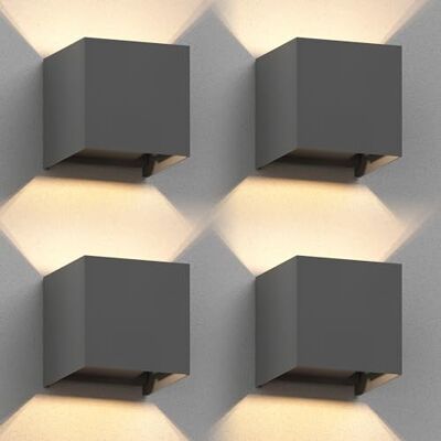 ledscom.de 4 stuks CUBEL wandlamp voor buiten, IP65, up and downlight, mat antraciet, vierkant, 1 x G9 max. 10 W. ledscom.de 4 stuks CUBEL wandlamp voor buiten, IP65, up and downlight, mat antraciet, vierkant, 1 x G9 max. 10 W.