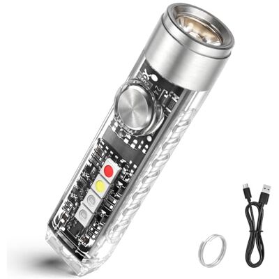 Jeebel Mini LED Zaklamp, 400 Lumen Sleutelhanger Zaklamp USB Oplaadbare Kleine Toorts met Zijlicht UV/Wit/Blauw-Rood, IP65 Magnetische EDC, Noodgeval Camping Ideeën-Gift Jeebel Mini LED Zaklamp, 400 Lumen Sleutelhanger Zaklamp USB Oplaadbare Kleine Toorts met Zijlicht UV/Wit/Blauw-Rood, IP65 Magnetische EDC, Noodgeval Camping Ideeën-Gift