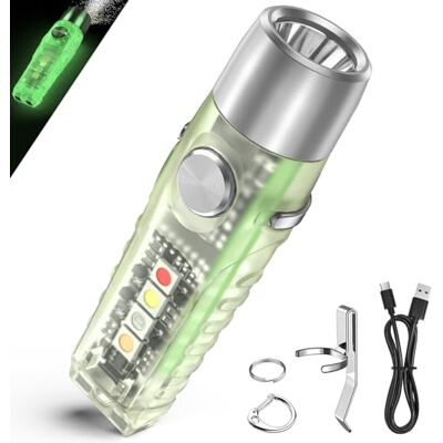 Jeebel Mini-led-zaklamp, 750 lumen, oplaadbaar, USB-C, kleine zaklamp met zijlicht, uv-/wit/geel/rood, EDC magnetisch, IP66, noodgevallen, fietsen, camping, wit fluorescerend Jeebel Mini-led-zaklamp, 750 lumen, oplaadbaar, USB-C, kleine zaklamp met zijlicht, uv-/wit/geel/rood, EDC magnetisch, IP66, noodgevallen, fietsen, camping, wit fluorescerend