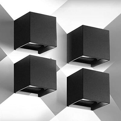 CANMEIJIA Led-wandlamp voor binnen, 12 W, 6500 K, led-wandlamp voor buiten, IP65, van boven naar beneden verstelbare lichtstraal, voor slaapkamer, woonkamer, balkon, showroom, 4 stuks, zwart CANMEIJIA Led-wandlamp voor binnen, 12 W, 6500 K, led-wandlamp voor buiten, IP65, van boven naar beneden verstelbare lichtstraal, voor slaapkamer, woonkamer, balkon, showroom, 4 stuks, zwart