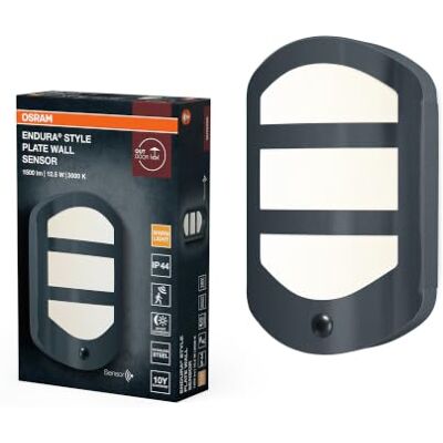 OSRAM Buitenwandlamp met sensor ENDURA STYLE PLATE, donkergrijs, 12,5 W, 630 lm, 3000 K, IP44, bewegingssensor ENDURA Style Plate, Outdoor Lighting (Special), Gris foncé, , Pack de 1 OSRAM Buitenwandlamp met sensor ENDURA STYLE PLATE, donkergrijs, 12,5 W, 630 lm, 3000 K, IP44, bewegingssensor ENDURA Style Plate, Outdoor Lighting (Special), Gris foncé, , Pack de 1