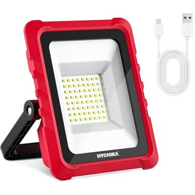 HYCHIKA BETTER TOOLS FOR BETTER LIFE Hychika Draadloze led-schijnwerper, 20 W, 2000 lm, 6500 K, met USB- en type C-oplaadaansluitingen, IP65 waterdicht, geschikt voor kamperen in de open lucht, bouwplaats HYCHIKA BETTER TOOLS FOR BETTER LIFE Hychika Draadloze led-schijnwerper, 20 W, 2000 lm, 6500 K, met USB- en type C-oplaadaansluitingen, IP65 waterdicht, geschikt voor kamperen in de open lucht, bouwplaats