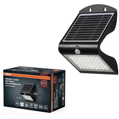 OSRAM Endura Butterfly zonne-schijnwerper, zwart, 4 W, 500 lm, bewegings- en lichtdetector, buitenverlichting, oplaadbare batterij, milieuvriendelijk, lange levensduur, ENDURA Flood Butterfly, Outdoor Lanterns, Noir, 36000 h, Pack de 1 OSRAM Endura Butterfly zonne-schijnwerper, zwart, 4 W, 500 lm, bewegings- en lichtdetector, buitenverlichting, oplaadbare batterij, milieuvriendelijk, lange levensduur, ENDURA Flood Butterfly, Outdoor Lanterns, Noir, 36000 h, Pack de 1