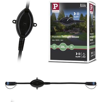 Paulmann 94587 Plug & Shine Twilight IP67 draadloze buitenlamp met schemeringssensor, 24 V, max. 150 W, zwart, vierkant, max. 150 W, tuinverlichtingssysteem van kunststof Paulmann 94587 Plug & Shine Twilight IP67 draadloze buitenlamp met schemeringssensor, 24 V, max. 150 W, zwart, vierkant, max. 150 W, tuinverlichtingssysteem van kunststof