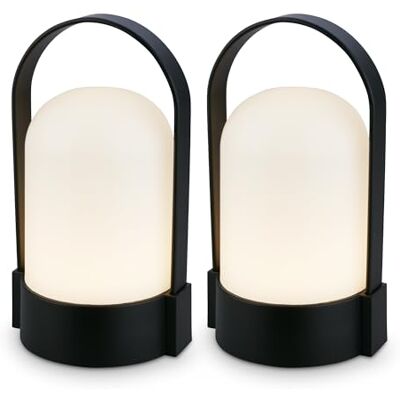 Briloner Set van 2 draadloze led-tafellampen met contact, dimbaar, draadloze bureaulamp, oplaadbare lamp, nachtkastje, voor buiten, 8,5 x 8 x 15,5 cm, zwart Briloner Set van 2 draadloze led-tafellampen met contact, dimbaar, draadloze bureaulamp, oplaadbare lamp, nachtkastje, voor buiten, 8,5 x 8 x 15,5 cm, zwart