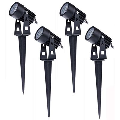 aulyun Led-spots, 3 W, 220 V, draaibaar, met grondpen, voor buiten, tuin, terras, 4 stuks aulyun Led-spots, 3 W, 220 V, draaibaar, met grondpen, voor buiten, tuin, terras, 4 stuks