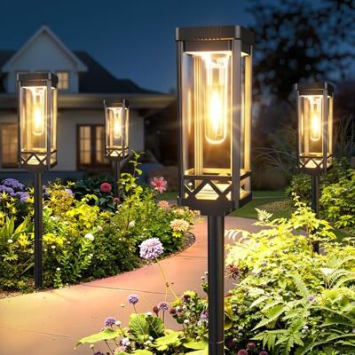 BUCASA Grote zonnelamp voor buiten, 6 stuks, superhelder, zonnelamp, voor buiten, met 1000 mAh batterij, 15 uur verlichting, IP65, waterdicht, voor gazon, binnenplaats BUCASA Grote zonnelamp voor buiten, 6 stuks, superhelder, zonnelamp, voor buiten, met 1000 mAh batterij, 15 uur verlichting, IP65, waterdicht, voor gazon, binnenplaats