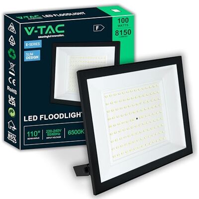 V-TAC Led-schijnwerper voor buiten, 100 W, E-serie, hoge prestaties, laag verbruik, super slip-design, 8150 lumen, IP65, schijnwerper voor huis, garage en magazijn, buitenlamp V-TAC Led-schijnwerper voor buiten, 100 W, E-serie, hoge prestaties, laag verbruik, super slip-design, 8150 lumen, IP65, schijnwerper voor huis, garage en magazijn, buitenlamp