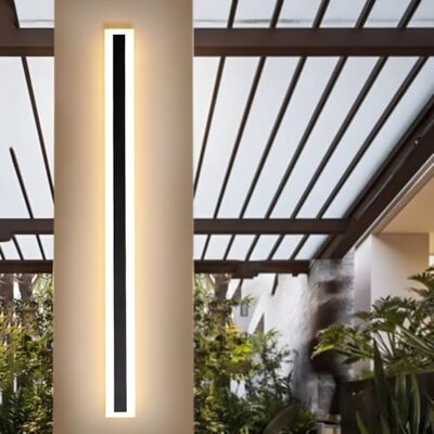 ZTWLEED Wandlamp voor buiten, 25 W, lange led-wandlamp, IP65, waterdicht, buitenlamp, warm wit, 3000 K, zwart, metaal, acryl, verlichting voor villa, binnenplaats, tuin, 115 cm ZTWLEED Wandlamp voor buiten, 25 W, lange led-wandlamp, IP65, waterdicht, buitenlamp, warm wit, 3000 K, zwart, metaal, acryl, verlichting voor villa, binnenplaats, tuin, 115 cm