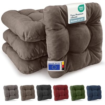 Beautissu premium set van 4 tuinstoelkussens voor buiten 40 x 40 cm, taupe, 8 cm dik, robuuste zitting, uv-bestendig, terras, balkon, zitting, terras, HighLux SK Beautissu premium set van 4 tuinstoelkussens voor buiten 40 x 40 cm, taupe, 8 cm dik, robuuste zitting, uv-bestendig, terras, balkon, zitting, terras, HighLux SK