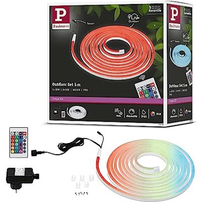 Paulmann 78890 SimpLED Outdoor Ledstrip, 5 m, IP65, 72 leds/m, RGB, 1 x 30 W, dimbaar, wit, kunststof Paulmann 78890 SimpLED Outdoor Ledstrip, 5 m, IP65, 72 leds/m, RGB, 1 x 30 W, dimbaar, wit, kunststof