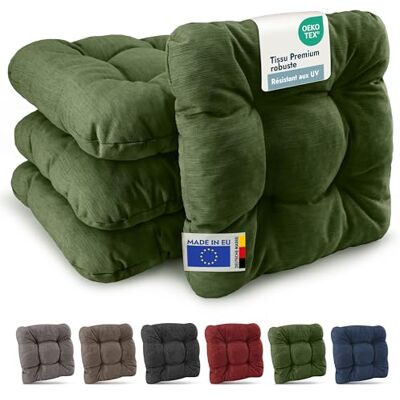 Beautissu premium set van 4 tuinstoelkussens voor buiten, robuust 35 x 35 cm donkergroen 8 cm dikke zitting terrasstoel resistent balkon zitting HighLux SK Beautissu premium set van 4 tuinstoelkussens voor buiten, robuust 35 x 35 cm donkergroen 8 cm dikke zitting terrasstoel resistent balkon zitting HighLux SK