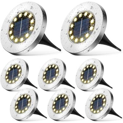 Home Markt24 Led-zonnelampen voor de tuin, 8 x inbouwlampen met schemeringssensor, IP65 waterdicht, oprit, pad, bloembed en priëlen Home Markt24 Led-zonnelampen voor de tuin, 8 x inbouwlampen met schemeringssensor, IP65 waterdicht, oprit, pad, bloembed en priëlen