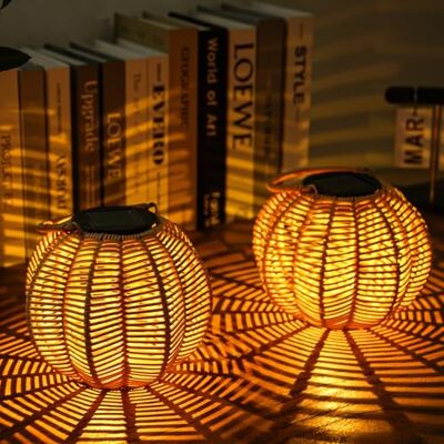 KagoLing 2 stuks lantaarns op zonne-energie om op te hangen, pompoenstijl, met mesh-lichteffect, IP65 waterdicht, binnenplaats, terras, tuindecoratie KagoLing 2 stuks lantaarns op zonne-energie om op te hangen, pompoenstijl, met mesh-lichteffect, IP65 waterdicht, binnenplaats, terras, tuindecoratie