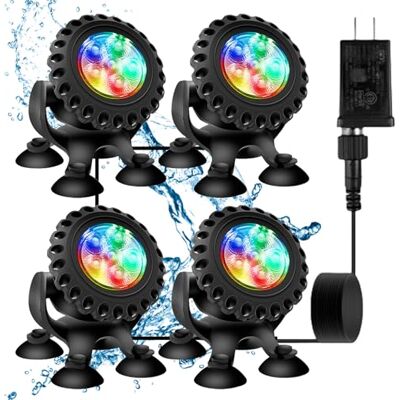 PORFOYO Onderwaterverlichting, RGB led-onderwaterverlichting, onderwaterverlichting, onderwaterverlichting met afstandsbediening en bluetooth-app, IP68, onderwaterlicht voor tuin, terras, boom (4-in-1) PORFOYO Onderwaterverlichting, RGB led-onderwaterverlichting, onderwaterverlichting, onderwaterverlichting met afstandsbediening en bluetooth-app, IP68, onderwaterlicht voor tuin, terras, boom (4-in-1)