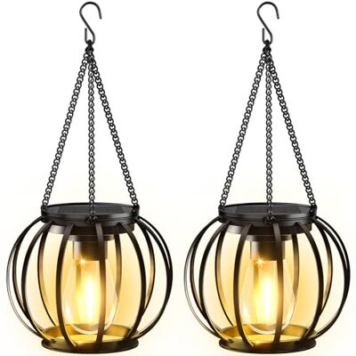 BUCASA Lamp op zonne-energie voor buiten, tuin, 2 stuks, metaal, zonnelamp voor buiten, met ledlamp, waterdicht, decoratie voor tuin, buiten, voor terras, gazon, balkon (A zwart rond, 2) BUCASA Lamp op zonne-energie voor buiten, tuin, 2 stuks, metaal, zonnelamp voor buiten, met ledlamp, waterdicht, decoratie voor tuin, buiten, voor terras, gazon, balkon (A zwart rond, 2)