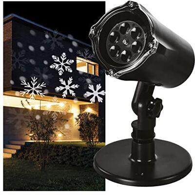 EMOS DCPC04 Led-witte-sneeuwvlokprojector, met snijeffect, gevel, muur en muur, IP44, kerstverlichting voor binnen en buiten, 3 m kabel, zwart EMOS DCPC04 Led-witte-sneeuwvlokprojector, met snijeffect, gevel, muur en muur, IP44, kerstverlichting voor binnen en buiten, 3 m kabel, zwart