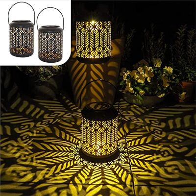 Gadgy 2 stuks led-zonnelampen voor buiten, tuinverlichting van metaal, zwart en goud, met pauwmotief, om op te hangen of neer te zetten, decoratieve waterdichte verlichting voor terras of balkon Gadgy 2 stuks led-zonnelampen voor buiten, tuinverlichting van metaal, zwart en goud, met pauwmotief, om op te hangen of neer te zetten, decoratieve waterdichte verlichting voor terras of balkon