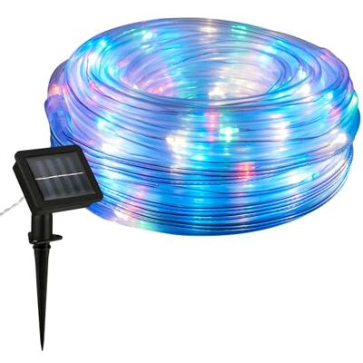 Briloner 10 m RGB led-strip op zonne-energie, gekleurd licht, lichtketting op zonne-energie voor buiten met 2 verlichtingsmodi, transparante band, transparant Briloner 10 m RGB led-strip op zonne-energie, gekleurd licht, lichtketting op zonne-energie voor buiten met 2 verlichtingsmodi, transparante band, transparant