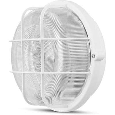 REV Led-lamp voor vochtige ruimtes, kelderlamp voor plafond- of wandmontage, tot 100 W, IP44, E27, wit REV Led-lamp voor vochtige ruimtes, kelderlamp voor plafond- of wandmontage, tot 100 W, IP44, E27, wit