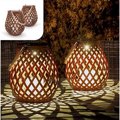 Gadgy 2 stuks zonnelampen voor buiten, led-lampen met rotaneffect, voor tuin, terras en balkon, decoratieve zonnelampen voor tafel en buitenverlichting Gadgy 2 stuks zonnelampen voor buiten, led-lampen met rotaneffect, voor tuin, terras en balkon, decoratieve zonnelampen voor tafel en buitenverlichting