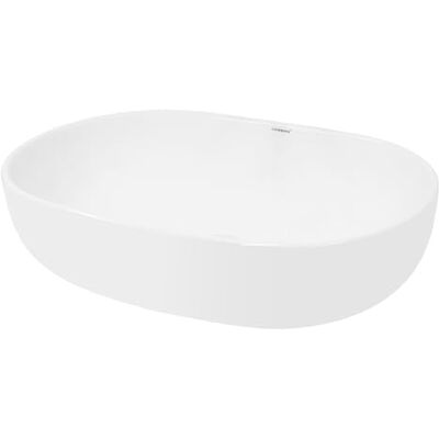 ECD Germany Wastafel voor badkamer, 600 x 420 mm, keramiek, ovaal, wit, handwastafel, wastafel, opzetwastafel voor installatie op meubels, modern design, zonder overloop ECD Germany Wastafel voor badkamer, 600 x 420 mm, keramiek, ovaal, wit, handwastafel, wastafel, opzetwastafel voor installatie op meubels, modern design, zonder overloop